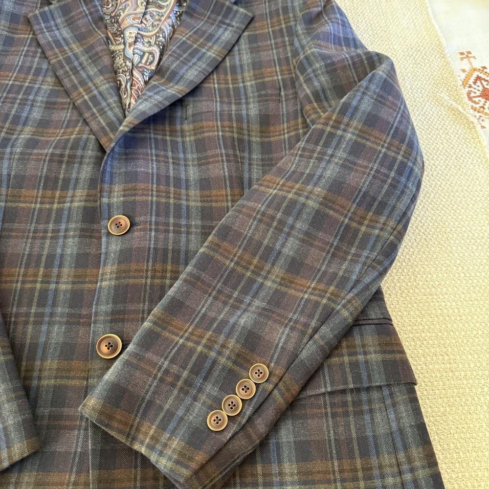 Tallia Men Suit 40R Windowpane Plaid Wool Blend Blazer Sport Coat Jacket - Picture 9 of 12